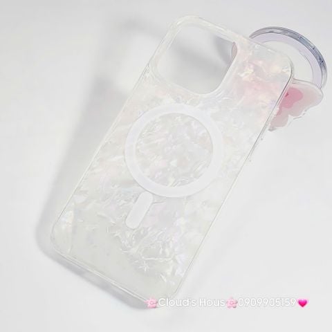Case Ốp điện thoại iPhone Nền Trắng Ánh Xà Cừ Magsafe iPhone 11/12/13/14/15/16/Pro/Promax