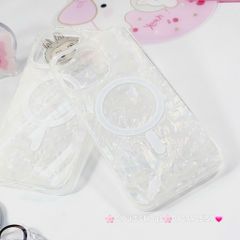 Case Ốp điện thoại iPhone Nền Trắng Ánh Xà Cừ Magsafe iPhone 11/12/13/14/15/16/Pro/Promax