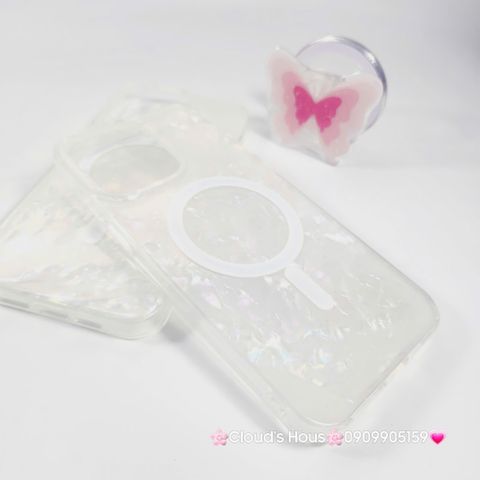 Case Ốp điện thoại iPhone Nền Trắng Ánh Xà Cừ Magsafe iPhone 11/12/13/14/15/16/Pro/Promax