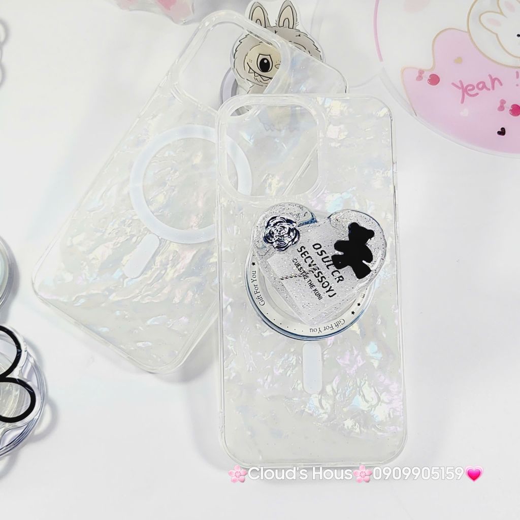 Case Ốp điện thoại iPhone Nền Trắng Ánh Xà Cừ Magsafe iPhone 11/12/13/14/15/16/Pro/Promax
