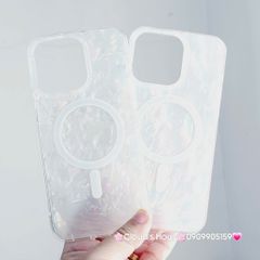 Case Ốp điện thoại iPhone Nền Trắng Ánh Xà Cừ Magsafe iPhone 11/12/13/14/15/16/Pro/Promax
