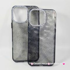 Case Ốp điện thoại iPhone Đen Trong Kim Tuyến Đính đá viền camera Bling Bling iPhone 11/12/13/14/15/16/Pro/Promax
