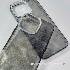Case Ốp điện thoại iPhone Đen Trong Kim Tuyến Đính đá viền camera Bling Bling iPhone 11/12/13/14/15/16/Pro/Promax