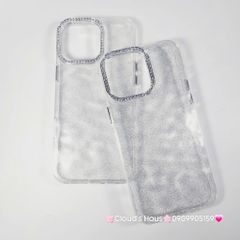Case Ốp điện thoại iPhone Trong Kim Tuyến Đính đá viền camera Bling Bling iPhone 11/12/13/14/15/16/Pro/Promax