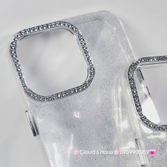 Case Ốp điện thoại iPhone Trong Kim Tuyến Đính đá viền camera Bling Bling iPhone 11/12/13/14/15/16/Pro/Promax