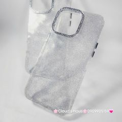 Case Ốp điện thoại iPhone Trong Kim Tuyến Đính đá viền camera Bling Bling iPhone 11/12/13/14/15/16/Pro/Promax