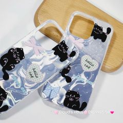 Case Ốp điện thoại iPhone Mèo Đen Hologram 3D Hello Cat iPhone 11/12/13/14/15/16/Pro/Promax