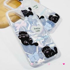 Case Ốp điện thoại iPhone Mèo Đen Hologram 3D Hello Cat iPhone 11/12/13/14/15/16/Pro/Promax