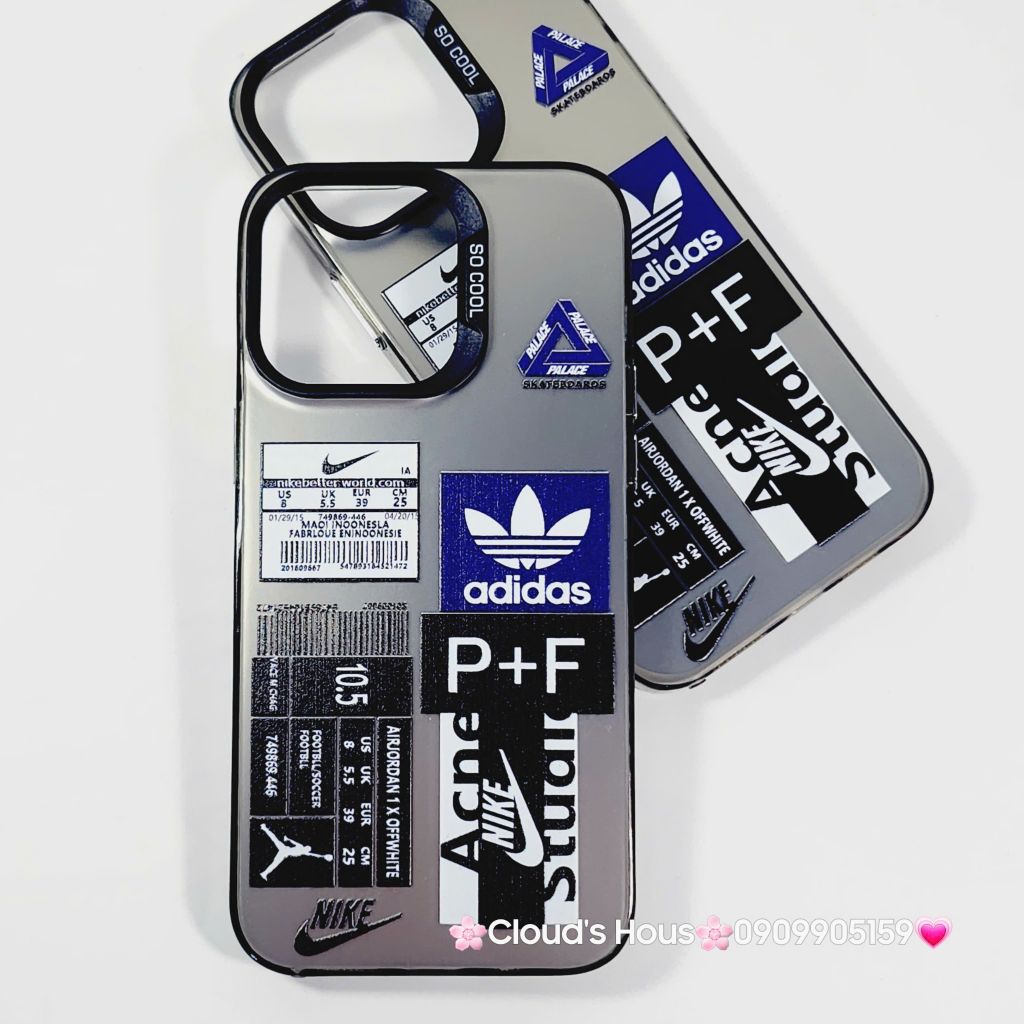 Case Ốp điện thoại iPhone Đen Nhám So Cool Adidas Stickers iPhone 11/12/13/14/15/Pro/Promax