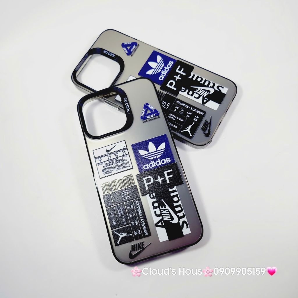 Case Ốp điện thoại iPhone Đen Nhám So Cool Adidas Stickers iPhone 11/12/13/14/15/Pro/Promax