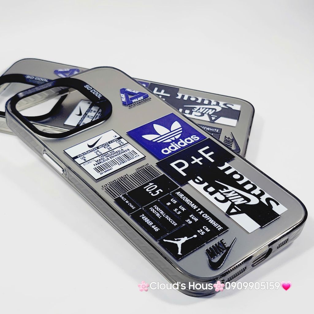 Case Ốp điện thoại iPhone Đen Nhám So Cool Adidas Stickers iPhone 11/12/13/14/15/Pro/Promax