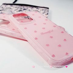Case Ốp điện thoại iPhone Phao Hồng Trái Tim Viền Kim cương chất dẻo  iPhone 12/13/14/15/16/Plus/Pro/Promax