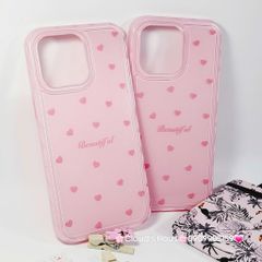 Case Ốp điện thoại iPhone Phao Hồng Trái Tim Viền Kim cương chất dẻo  iPhone 12/13/14/15/16/Plus/Pro/Promax