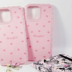 Case Ốp điện thoại iPhone Phao Hồng Trái Tim Viền Kim cương chất dẻo  iPhone 12/13/14/15/16/Plus/Pro/Promax