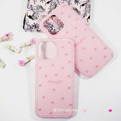 Case Ốp điện thoại iPhone Phao Hồng Trái Tim Viền Kim cương chất dẻo  iPhone 12/13/14/15/16/Plus/Pro/Promax
