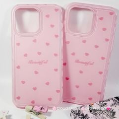 Case Ốp điện thoại iPhone Phao Hồng Trái Tim Viền Kim cương chất dẻo  iPhone 12/13/14/15/16/Plus/Pro/Promax