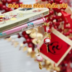 Móc Điện Thoại Móc Túi Phụ Kiện Đẹp Mèo Thần Tài Mini chất liệu sứ