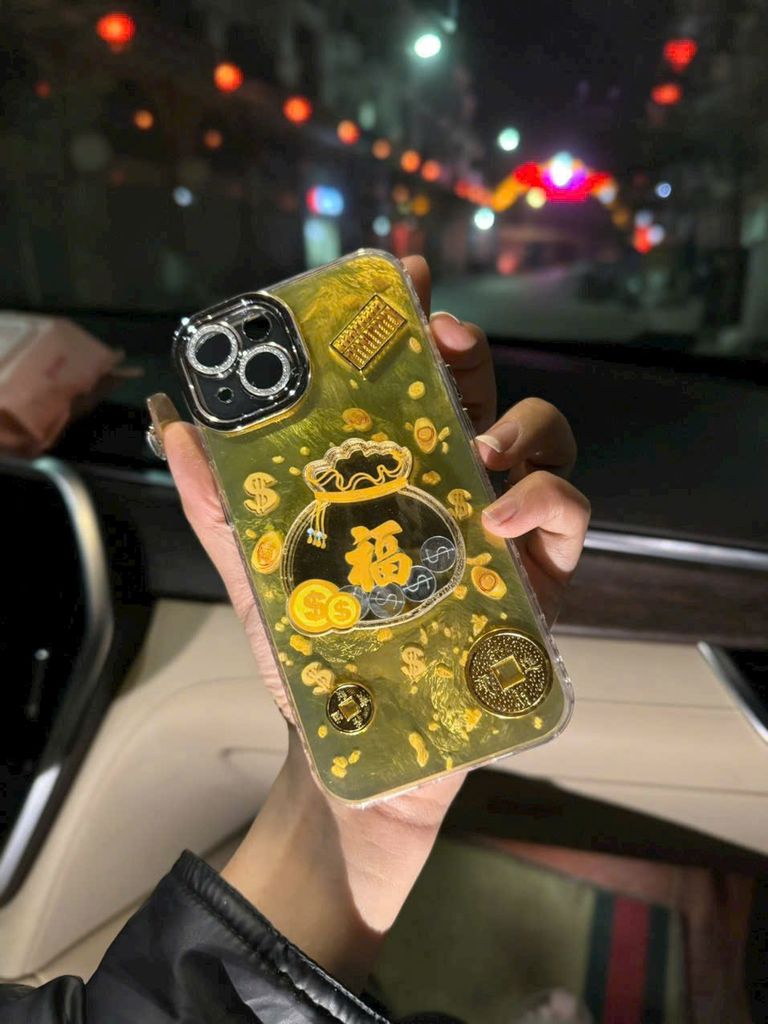 Case Ốp điện thoại iPhone TÚI TIỀN thỏi vàng lông vũ iPhone 11/12/13/14/15/16/Pro/Promax TẾT