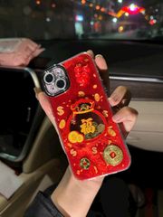 Case Ốp điện thoại iPhone TÚI TIỀN thỏi vàng lông vũ iPhone 11/12/13/14/15/16/Pro/Promax TẾT