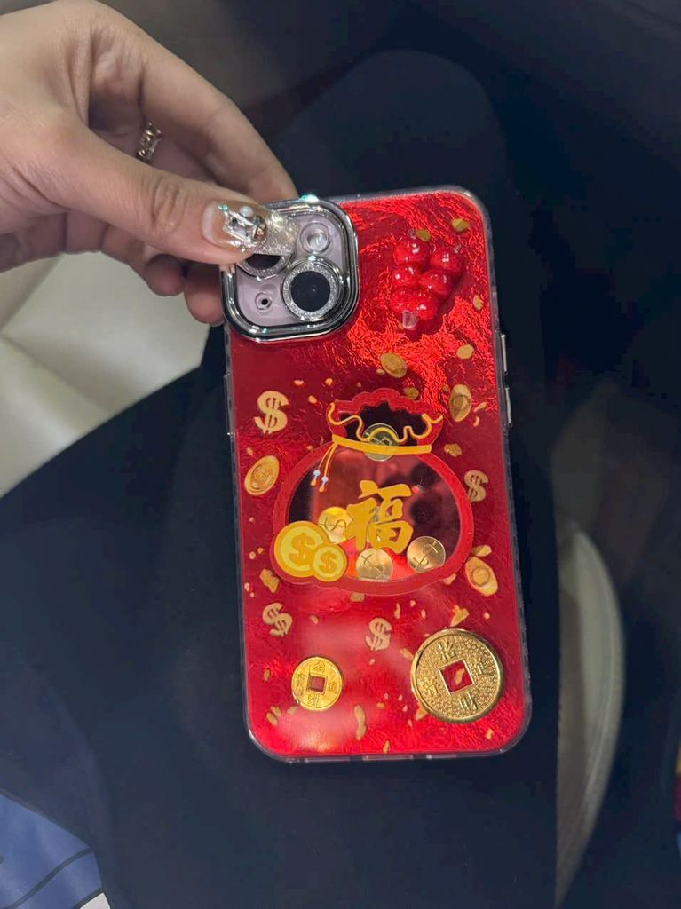 Case Ốp điện thoại iPhone TÚI TIỀN thỏi vàng lông vũ iPhone 11/12/13/14/15/16/Pro/Promax TẾT