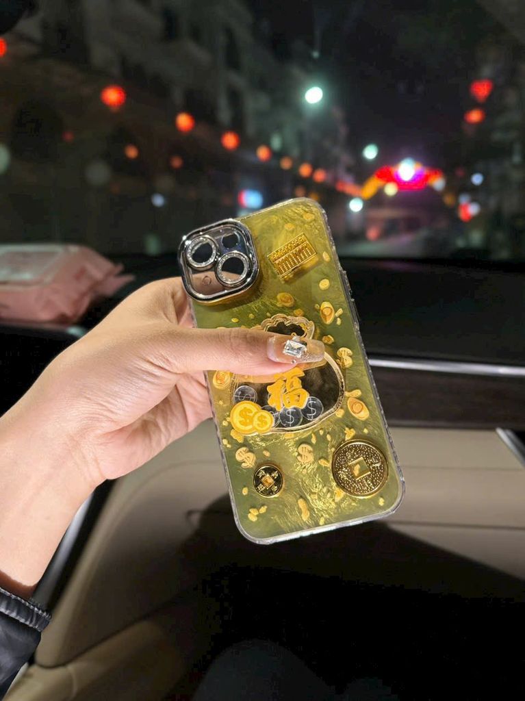 Case Ốp điện thoại iPhone TÚI TIỀN thỏi vàng lông vũ iPhone 11/12/13/14/15/16/Pro/Promax TẾT