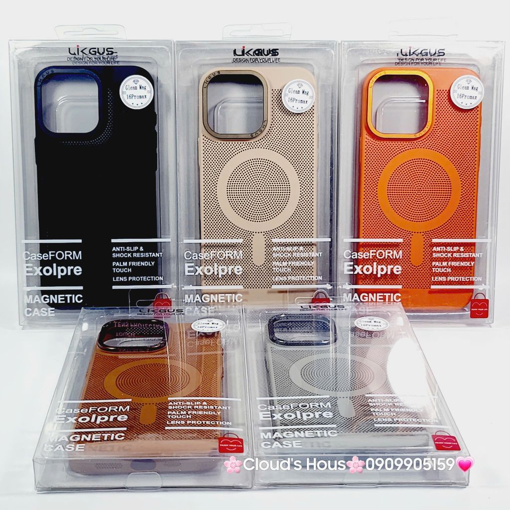 Case Ốp điện thoại iPhone Likgus Magsafe Nhiều Màu Lưng Lưới iPhone 15/16/Pro/Promax