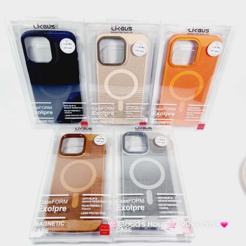 Case Ốp điện thoại iPhone Likgus Magsafe Nhiều Màu Lưng Lưới iPhone 15/16/Pro/Promax