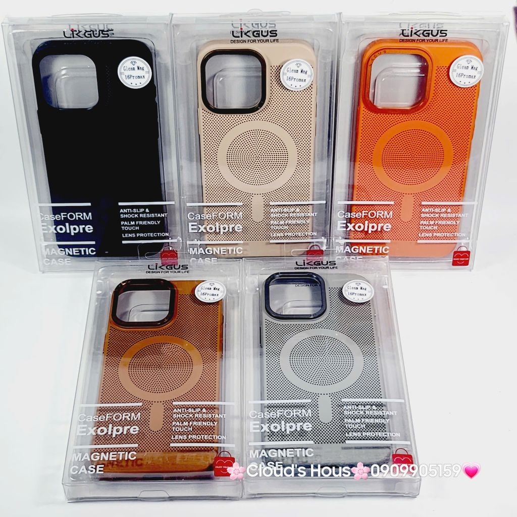 Case Ốp điện thoại iPhone Likgus Magsafe Nhiều Màu Lưng Lưới iPhone 15/16/Pro/Promax