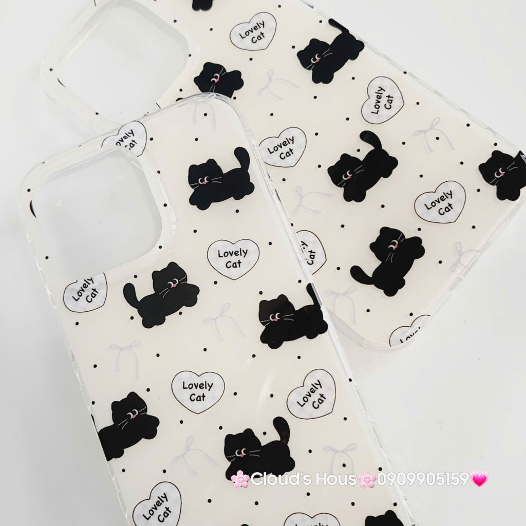 Case Ốp điện thoại iPhone Mèo Đen Lovely Cat iPhone 13/15/16/Pro/Promax