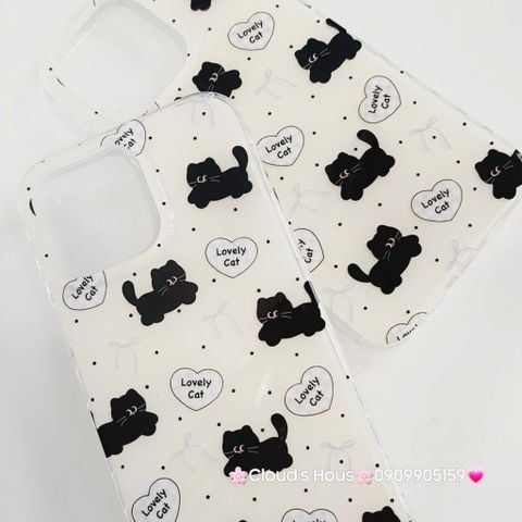 Case Ốp điện thoại iPhone Mèo Đen Lovely Cat iPhone 13/15/16/Pro/Promax