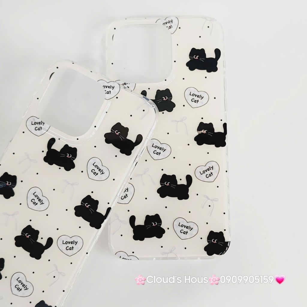 Case Ốp điện thoại iPhone Mèo Đen Lovely Cat iPhone 13/15/16/Pro/Promax