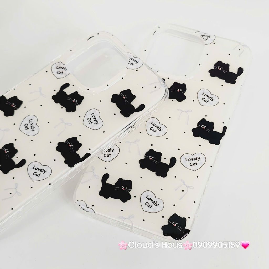 Case Ốp điện thoại iPhone Mèo Đen Lovely Cat iPhone 13/15/16/Pro/Promax