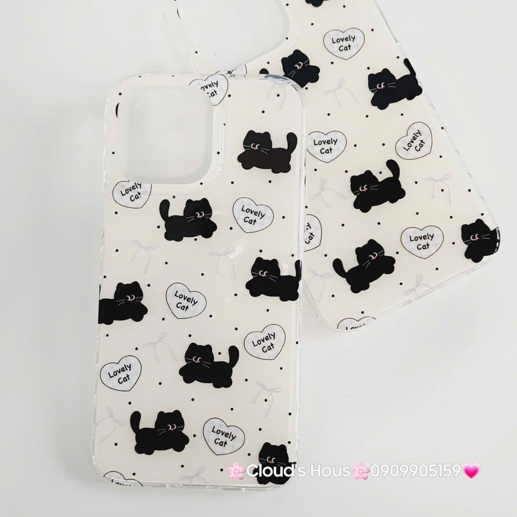 Case Ốp điện thoại iPhone Mèo Đen Lovely Cat iPhone 13/15/16/Pro/Promax