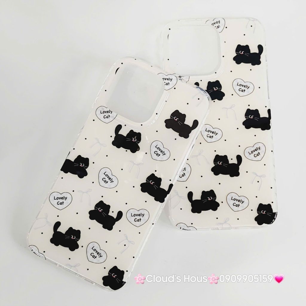 Case Ốp điện thoại iPhone Mèo Đen Lovely Cat iPhone 13/15/16/Pro/Promax