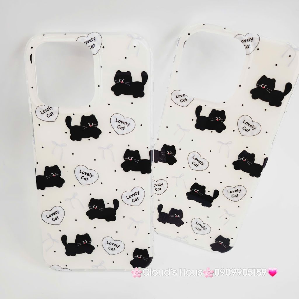Case Ốp điện thoại iPhone Mèo Đen Lovely Cat iPhone 13/15/16/Pro/Promax