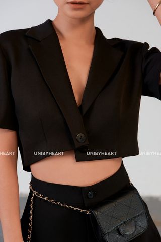 Áo blazer nữ Cira Blazer SMI013 dáng ngắn, thiết kế vạt lệch lạ mắt - Uni By Heart