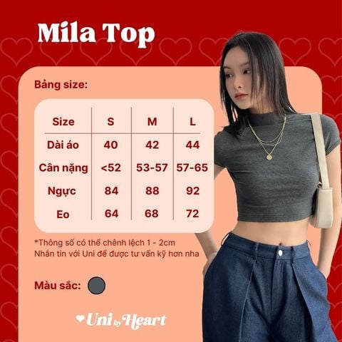 Áo croptop Mila Top CT005 cổ leo, tay hến, chất thun gân, form ôm body - Uni By Heart