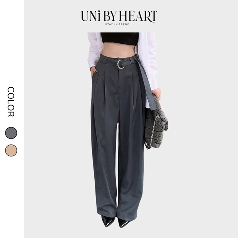 Quần dài ống suông nữ Hana Pants QD018 kèm đai lưng, form dáng rộng trendy - Uni By Heart