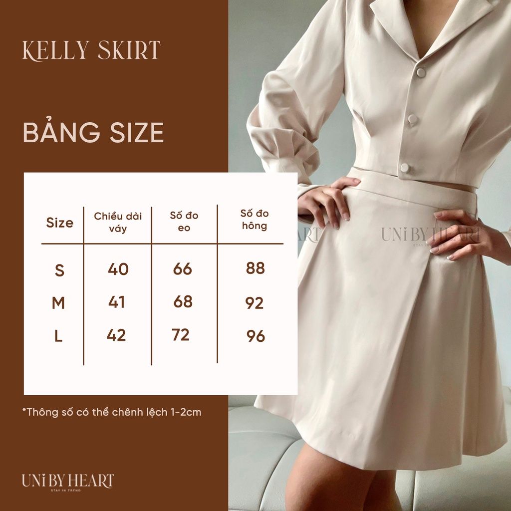 Chân váy nữ Kelly Skirt CV010 dáng ngắn, xếp ly xòe, chất liệu dày dặn - Uni By Heart