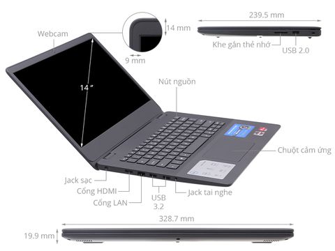  Laptop Dell Vostro 14 3405 (3405-V4R53500U001W) - Đen 