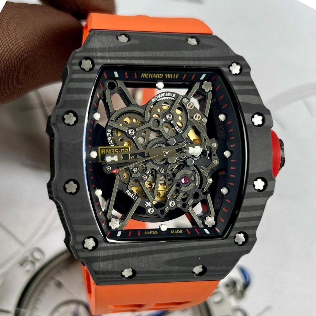 Đồng Hồ Cơ Richard Mille 11-03 Phiên Bản Đen Dây Cam– Toretto Store