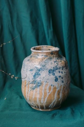  Lọ hoa tròn loang màu xanh 