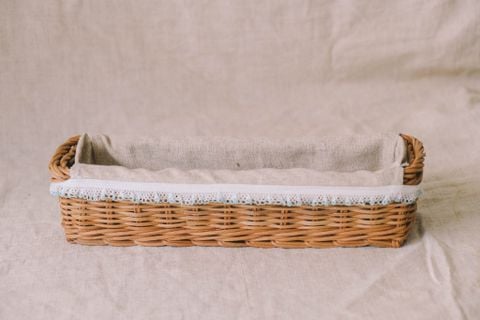  NT-Rổ mây dài có lót 