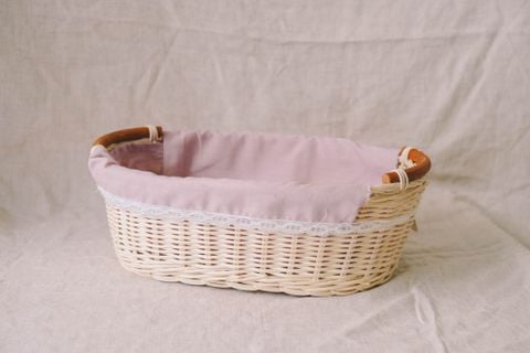  NT-Rổ mây Oval trắng có lót 
