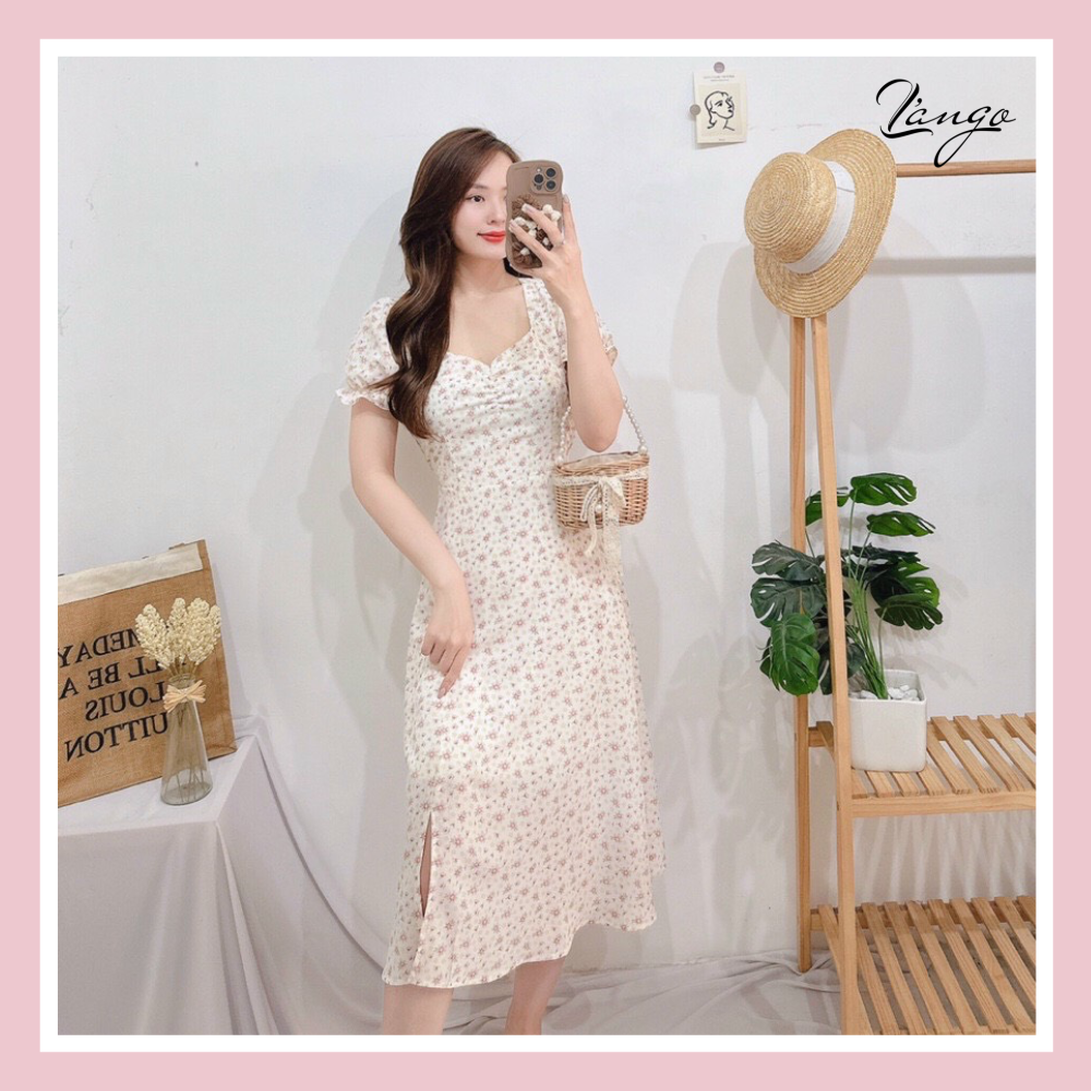 Đầm hoa nhí viền bèo tùng váy xếp tầng KK11101  Thời trang công sở KK  Fashion