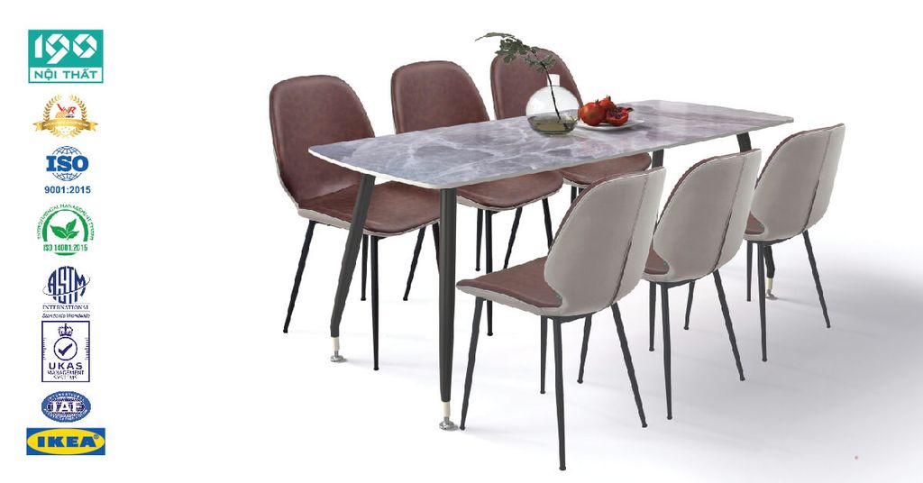 Bộ Bàn Ăn 6 người Mặt Đá BA02-D16 | GT234B