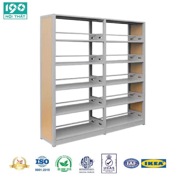 Kệ Sắt, Giá Sách Thư Viện Ốp Gỗ GS03G