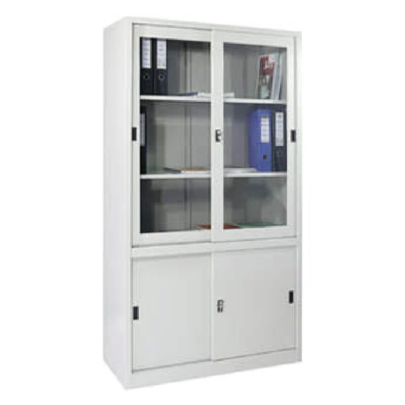 Tủ Sắt 2 Cánh Kính Lùa Trên 2 Cánh Sắt Lùa Dưới TL03
