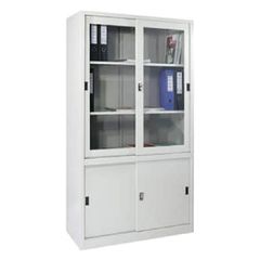 Tủ Sắt 2 Cánh Kính Lùa Trên 2 Cánh Sắt Lùa Dưới TL03