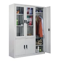 Tủ Sắt Văn Phòng 3 Ngăn 2 Cánh Kính 1 Cánh Sắt Mở TS03-3K